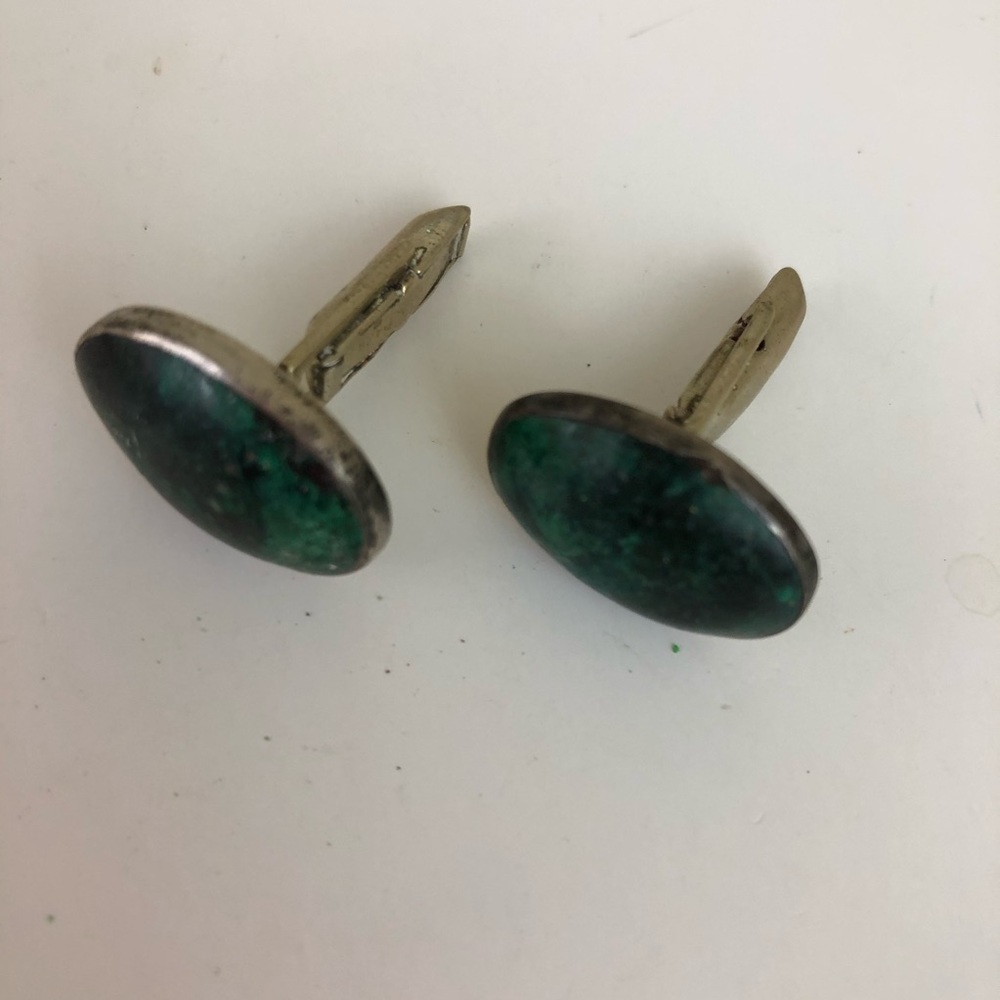 Vintage Turquoise Cuff Links - Picture 1 of 5